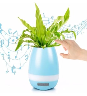 Akıllı Saksı Bluetooth Hoparlör Dokunmatik Işıklı Gece Lambası Mp3 Çalar(MAVİ)