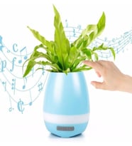 Akıllı Saksı Bluetooth Hoparlör Dokunmatik Işıklı Gece Lambası Mp3 Çalar(MAVİ)
