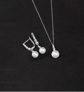 925 Ayar Gümüş Süzme Küre İnci Set (Rodyum)