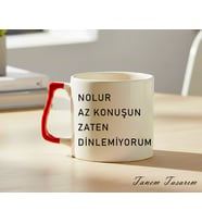 Kırmızı Kulp - Lüks Kupa Kahve Çay Fincanı Hediye Kupa Ofis ve Ev Için Dekoratif Şık Bardak