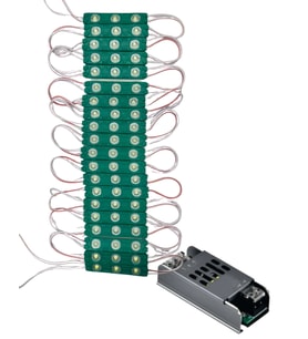 20 Adet 12 Volt 1.2 Watt 3 Lensli Yeşil 2835 SMD Led Modül IP65 5A Slim Trafo Set
