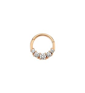Rose Altın Beş Taş Minimal Halka Piercing