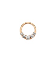 Rose Altın Beş Taş Minimal Halka Piercing