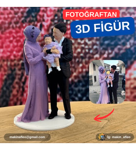 MakinaFleo Kişiye Özel Çekirdek Aile 3D Figür (25cm)