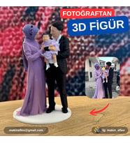 MakinaFleo Kişiye Özel Çekirdek Aile 3D Figür (25cm)