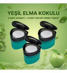 3 Adet 500GR - YEŞİL ELMA - Nem Alıcılı Ve Rutubet Giderici Aparat Üçgen (TABLET DAHİL)