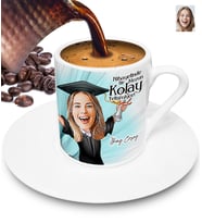 Nihayetinde Mezun Kolay Yetişmiyor Kişiye Özel Karikatürlü Türk Kahvesi Fincanı (Beyaz)