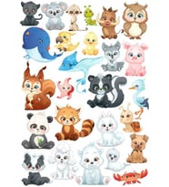 Sevimli Deniz Hayvanları ve Hayvanlar Sticker Set 1  26 Parça Telefon, Tablet, Defter, Laptop Sticke