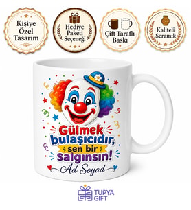 Güldüren Esprili Karakter Ortamın Neşesi Palyaço Maskesi Kupa Bardak Hediye