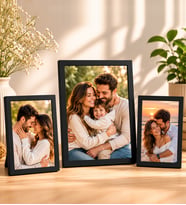 Kişiye Özel Resimli Ahşap Fotoğraflı 3'Lü Masaüstü Çerçeve