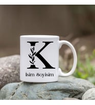 Kişiye Özel K Harfi Bardak - İsim Yazılı Bardak - İsimli Bardak
