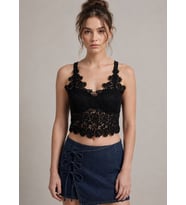 Güpür Detaylı Transparan Crop Büstiyer