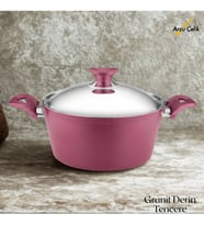 ARZU ÇELİK 24 Cm Granit Derin Tencere Çelik Kapak - Mürdüm