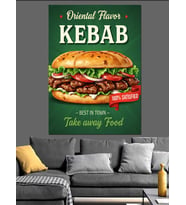 Lezzetli Döner Kebap Reklamı Dekoratif Kanvas - Mdf Ahşap Tablo