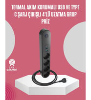Led Anahtarlı Akım Korumalı Çoklu Priz 4 Priz 3 Usb Girişli