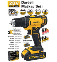 Darbeli 20 Volt 1.5 Amper Akülü Şarjlı Matkap Vidalama Seti Çift Akülü 35 N