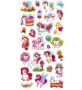 Sticker Kabartmalı Stiker Çıkartma Etiket (XHC190)-18x9 cm- Unicorn
