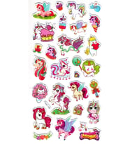 Sticker Kabartmalı Stiker Çıkartma Etiket (XHC190)-18x9 cm- Unicorn