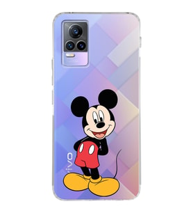 Vivo Y73 Uyumlu Kamera Korumalı Kapak Mickey Mouse Tasarımlı Şeffaf Silikon Kılıf