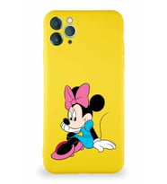 Apple iPhone 11 Pro Max Soft Premier Kapak Minnie Mouse-E Tasarımlı Silikon Kılıf - Sarı (Şeffaf)