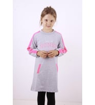 Toontoy Kız Çocuk Honey Baskılı Elbise ( Gri-Melanj)