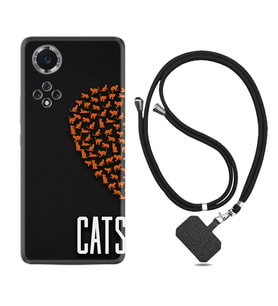 Huawei Nova Y70 Y90 Nova 9 SE  Kılıf Boyun Askılı Silikon Cats 1792