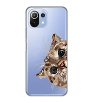 Xiaomi Mi 11 Lite Uyumlu Tatlı Kedi Desenli Şeffaf Telefon Kılıfı