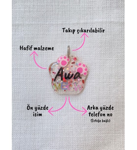 Figürlü Renkli-Şeffaf  Kedi/ Köpek- İsimliği/ Künyesi (Model 1)