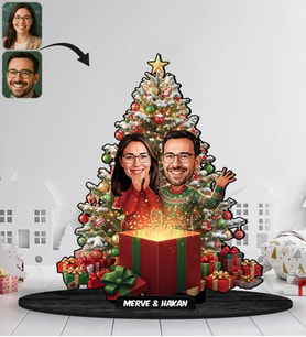 BK Gift Kişiye Özel Sevgili Yılbaşı Tasarımlı Karikatür Biblo -3, Yılbaşı Hediyesi, Yeni Yıl Hediyesi
