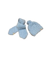 Petityu El Örgüsü Puffy Mavi Atkı Bere Set Yumuşacık Sıcak Tutar 3-7 Yaş
