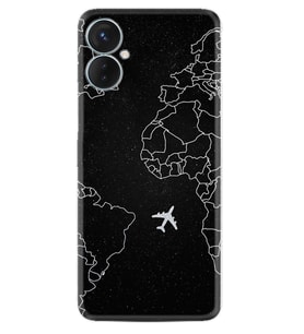Tecno Spark 9T Kılıf Resimli Desenli Silikon Platinium Series Black Plane 1868
