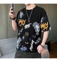 AMOR MAN ÖZEL TASARIM GRAFFİTİ BASKILI ULTRA HAFİF SOKAK MODASI HİP HOP ERKEK T-SHİRT (Siyah)