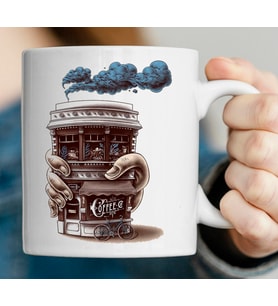 Coffe Tasarımlı Beyaz Kupa
