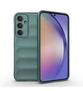 Samsung Galaxy A35 Uyumlu Kılıf Esnek TPU Oyuklu Arka Yüzey Tasarımlı Zore Etnik Silikon Kapak (Koyu Yeşil)