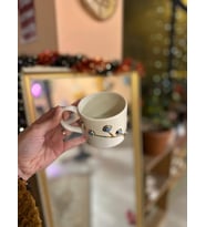 Nazar Boncuğu Detay Kahve Fincanı Mug 24K Altın (Beyaz)