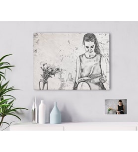 BK Gift Kişiye Özel Tam Boy Karakalem Kadın Kanvas Tablo-1