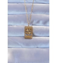 316L Altın Renk İşlemeli Yonca Model Vintage Kolye 5886 - HPSBYI8853-1661