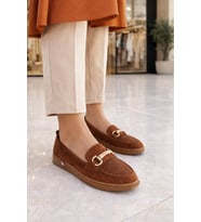 Kadın Süet Tokalı Loafer