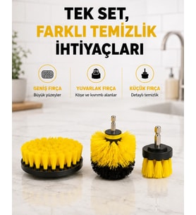 3’lü Matkap Temizlik Fırçası Seti – Banyo, Mutfak ve Araç Jantı İçin Etkili Yeni Nesil