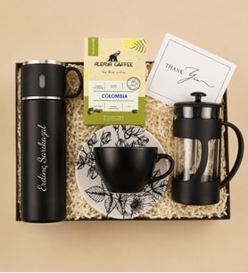 Kişiye Özel Termos French Press Fincan Filtre Kahve Hediye Seti