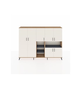 Arges Dolap 13 Raflı 7 Kapaklı 220x30x163 Çam-Aytaşı/Antrasit
