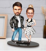 Sevgililer Gününe Özel Nostalji Çift Tasarımlı Kişiye Özel Karikatür Biblo