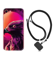 Apple iPhone 5 6 7 8 Plus Se XR Kılıf Boyun Askılı Silikon Red Eagle 1752