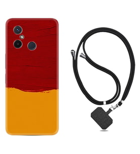 Xiaomi Redmi 12C Kılıf Silikon Boyun Askılı İpli Desenli Silikon Sarı Kırmızı Boya 1708