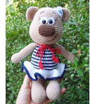 Denizci Ayıcık Amigurumi Organik Oyuncak