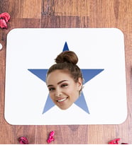 Kişiye Özel Mavi Yıldız Kafa Fotoğraflı Mouse Pad
