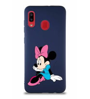 Samsung Galaxy A20 Soft Premier Kapak Minnie Mouse-E Tasarımlı Silikon Kılıf - Lacivert (Şeffaf)