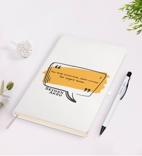 BK Gift Kişiye Özel Kendi El Yazın Mesajlı Beyaz Defter ve Kalem Hediye Seti-2