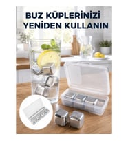 Mey İthalat® Çevre Dostu Metal Buz Küpü ve Kullanışlı Klips Seti Yeni Nesil