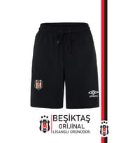 Beşiktaş Orijinal Lisanslı Umbro Lastikli Spor Şort (Siyah)